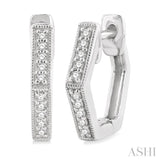1/8 Ctw Petite Hexagon Round Cut Diamond Fashion Huggies in 10K White Gold