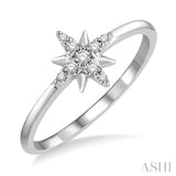 1/10 ctw Star Center Round Cut Diamond Petite Fashion Ring in 10K White Gold