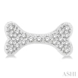 1/6 ctw Dog Bone Petite Round Cut Diamond Fashion Stud Earring in 10K White Gold