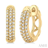 1/4 Ctw Petite Triple Row Round Cut Diamond Fashion Huggies in 10K Yellow Gold