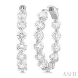 5.00 ctw Inside-Out Single Prong Set Round Cut Diamond Hoop Earrings in 14K White Gold