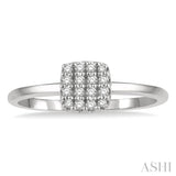 1/8 ctw Cushion Shape Round Cut Diamond Petite Fashion Ring in 10K White Gold