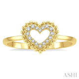 1/10 Ctw Petite Heart Round Cut Diamond Stackable Fashion Ring in 10K Yellow Gold
