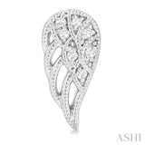 1/20 Ctw Petite Angel Wings Round Cut Diamond Fashion Stud Earring in 10K White Gold