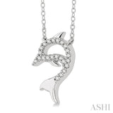 1/20 Ctw Petite Sealife Dolphin Round Cut Diamond Fashion Pendant With Chain in 10K White Gold