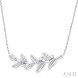 1/20 Ctw Olive Leaf Round Cut Diamond Pendant With Chain in Sterling Silver