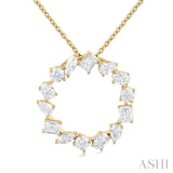 1.00 ctw Circle Multi-Cut Diamond Fashion Pendant With Chain in 14K Yellow Gold