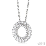 1/4 ctw Circle Round Cut Diamond Fashion Pendant With Chain in 10K White Gold