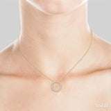 3/8 ctw Circle Baguette and Round Cut Diamond Scatter Necklace in 10K Yellow Gold