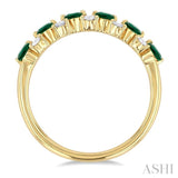 2.7 MM Emerald and 1/3 ctw Round Cut Diamond Precious Band in 14K Yellow Gold