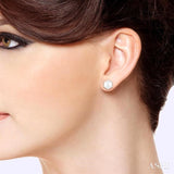5.50 MM Round Shape Cultured Pearl and 1/6 Ctw Petite Round Cut Diamond Fashion Stud Earring in 10K Yellow Gold