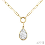 1/4 ctw Lovebright Pear Shape Round Cut Diamond Paper Clip Necklace in 14K Yellow & White Gold