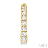 1/2 Ctw Graduated Round Cut Diamond Fashion Hoop Earrings in 14K Yellow Gold