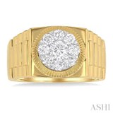 1.00 ctw Flat Top Lovebright Round Cut Diamond Men's Ring in 14K Yellow and White Gold