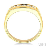 1/2 ctw Channel Set Round Cut Diamonds Men's Ring in 14K Yellow Gold