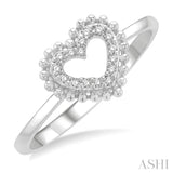 1/10 Ctw Petite Heart Round Cut Diamond Stackable Fashion Ring in 10K White Gold
