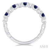 2.6 MM Sapphire and 3/8 ctw Round Cut Diamond Precious Wedding Band in 14K White Gold