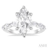 1 1/10 ctw Marquise Shape Marquise and Round Cut Diamond Semi Mount Engagement Ring in 14K White Gold