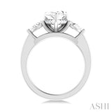 1/2 ctw Tri-Mount Centerpiece Pear and Round Cut Diamond Semi Mount Engagement Ring in 14K White Gold