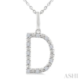 1/10 Ctw Initial 'D' Round Cut Diamond Fashion Pendant With Chain in Sterling Silver