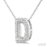 1/20 Ctw Bubble Accent Initial 'D' Round Cut Diamond Fashion Pendant With Chain in Sterling Silver