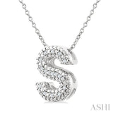 1/20 Ctw Bubble Accent Initial 'S' Round Cut Diamond Fashion Pendant With Chain in Sterling Silver