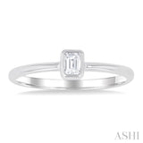 1/6 ctw Petite Bezel Set Emerald Cut Diamond Fashion Ring in 10K White Gold