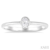 1/6 ctw Petite Bezel Set Oval Cut Diamond Fashion Ring in 10K White Gold