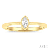 1/6 ctw Petite Bezel Set Marquise Cut Diamond Fashion Ring in 10K Yellow Gold