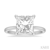 1/10 ctw Emerald Shape Round Cut Diamond Semi Mount Engagement Ring in 14K White Gold