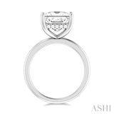 1/10 ctw Emerald Shape Round Cut Diamond Semi Mount Engagement Ring in 14K White Gold