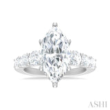1 1/5 ctw Marquise Shape Round Cut Diamond Semi Mount Engagement Ring in 14K White Gold