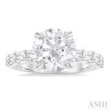 1 1/3 ctw Round Shape Emerald and Round Cut Diamond Semi Mount Engagement Ring in 14K White Gold