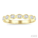 3/4 Ctw East-West Set Oval Cut Bezel Diamond Stackable Fashion Band in 14K Yellow Gold