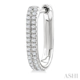 1/5 Ctw Twin Row Round Cut Diamond Fashion Hoop Earring in 10K White Gold