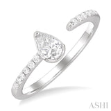 3/8 ctw Pear and Round Cut Diamond Fashion Open Ring in 14K White Gold