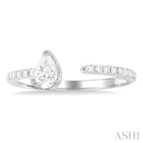 3/8 ctw Pear and Round Cut Diamond Fashion Open Ring in 14K White Gold