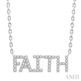 1/6 ctw 'FAITH' Block Round Cut Diamond Necklace in 10K White Gold