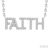 1/6 ctw 'FAITH' Block Round Cut Diamond Necklace in 10K White Gold