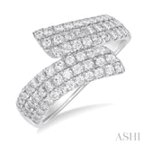 1.00 ctw Bypass Triple Row Round Cut Diamond Wide Fashion Band in 14K White Gold