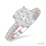 1.00 ctw Round Diamond Lovebright Vintage Solitaire Style Engagement Ring in 14K White and Rose Gold