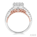 1.00 ctw Round Diamond Lovebright Vintage Solitaire Style Engagement Ring in 14K White and Rose Gold