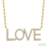 1/5 ctw 'LOVE' Block Round Cut Diamond Necklace in 10K Yellow Gold