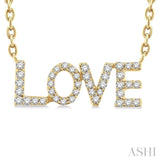 1/6 ctw 'LOVE' Block Round Cut Diamond Necklace in 10K Yellow Gold