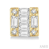 1/6 Ctw Square Shape Baguette and Round Cut Diamond Petite Fashion Earring in 10K Yellow Gold.