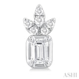 3/8 Ctw Emerald and Round Cut Diamond Fashion Earrings in 14K White Gold