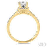 1/2 ctw Diamond Engagement Ring with 1/4 ct Princess Cut Center Stone in 14K Yellow Gold