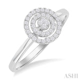 1/6 ctw Double Halo Round shape Petite Round Cut Diamond Fashion Ring in 10K White Gold