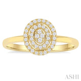 1/6 ctw Double Halo Oval Shape Petite  Round Cut Diamond Fashion Ring in 10K Yellow Gold