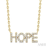 1/6 ctw 'HOPE' Block Round Cut Diamond Necklace in 10K Yellow Gold